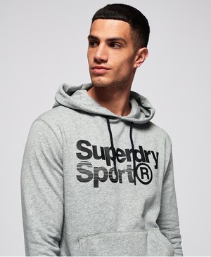 Superdry Core Sport Overhead Férfi Kapucnis Pulóver Világos Szürke | SLUKO0485